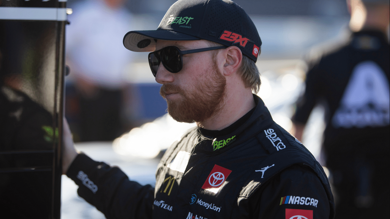 Nov 9, 2024; Avondale, Arizona, USA; NASCAR Cup Series driver Tyler Reddick (45) during qualifying for the Championship race at Phoenix Raceway. Mandatory Credit: Mark J. Rebilas-Imagn Images