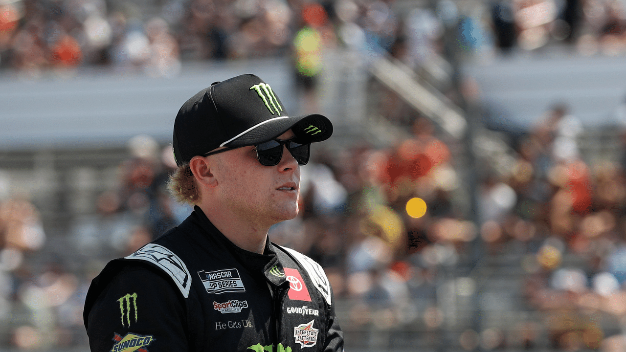 NASCAR Cup Series driver Ty Gibbs is introduced to the fans prior to The Great American Getaway 400 at Pocono Raceway.