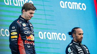 VERSTAPPEN Max (ned), Red Bull Racing RB19, portrait HAMILTON Lewis (gbr), Mercedes AMG F1 Team W14, portrait podium during the 2023 Formula 1 Aramco British Grand Prix