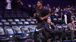 Brooklyn Nets forward Dorian Finney-Smith (28) warms up prior to the game against the San Antonio Spurs at Barclays Center.