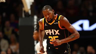 Phoenix Suns forward Kevin Durant (35) against the San Antonio Spurs in the first half of an NBA Cup game at Footprint Center