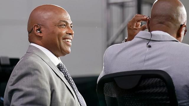 TNT analyst Charles Barkley during the TNT NBA Tip-Off pregame show before game five of the 2022 western conference finals outside of Chase Center.