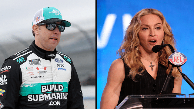 Brad Keselowski (L) and Madonna (R). Image Credits: Imagn.