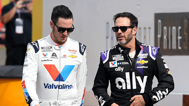 NASCAR Cup Series driver Jimmie Johnson (48) and NASCAR Cup Series driver Alex Bowman (88) before the Daytona 500 at Daytona International Speedway.