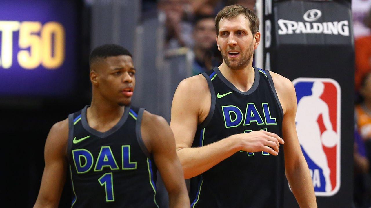 Dennis Smith Jr. and Dirk Nowitzki