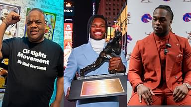 Jason Whitlock [Left]; Travis Hunter [Center]; Ashton Jeanty [Right]