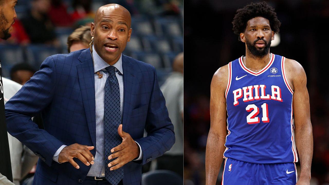 Vince Carter (L) and Joel Embiid (R)