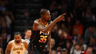 Phoenix Suns forward Kevin Durant (35) against the Los Angeles Lakers during an NBA Cup game at Footprint Center