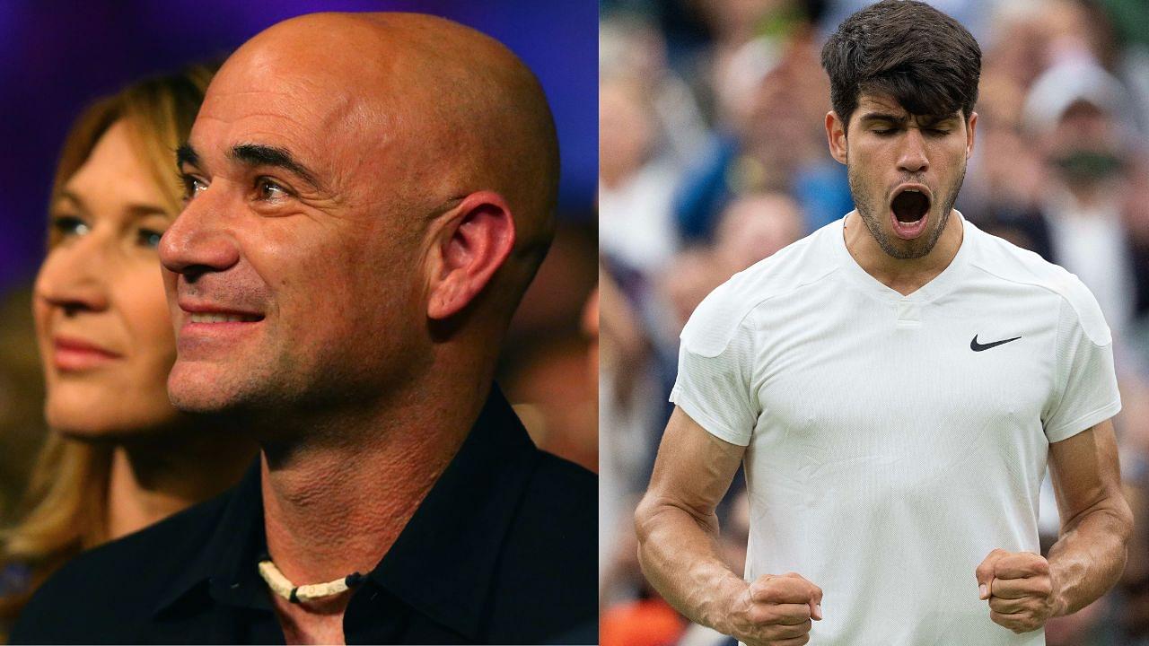 Andre Agassi (L) and Carlos Alcaraz (R).