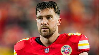 Kansas City Chiefs tight end Travis Kelce (87) during the first half against the Tampa Bay Buccaneers at GEHA Field at Arrowhead Stadium.