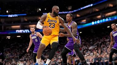 Los Angeles Lakers forward LeBron James (23) dribbles the ball next to Sacramento Kings guard DeMar DeRozan (10) in the first quarter at the Golden 1 Center.