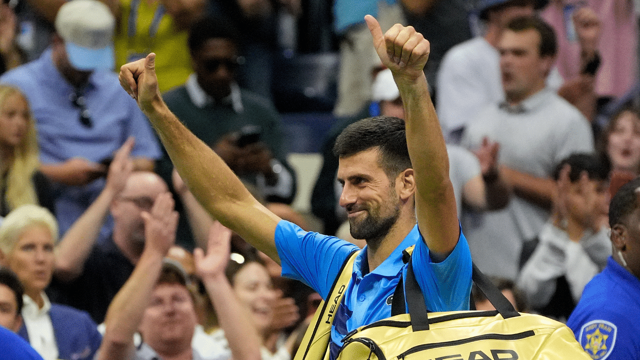 Novak Djokovic (SRB) after losing to Alexei Popyrin (AUS) on day five of the 2024 U.S. Open