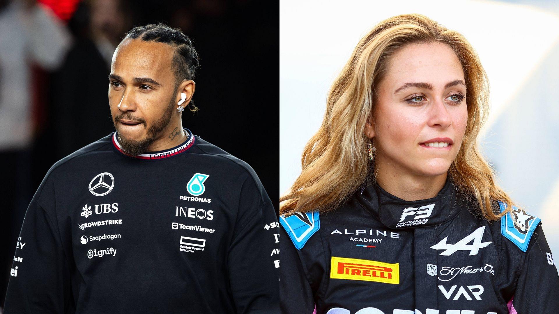 Lewis Hamilton (L) and Sophia Floersch (R)