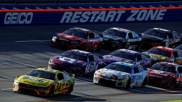 NASCAR Cup Series driver Michael McDowell (34) leads the field during the GEICO 500 at Talladega Superspeedway.