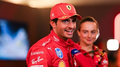 Spanish driver Carlos Sainz Jr ( Scuderia Ferrari) talk to the media after Qualifying Session of the FIA Formula 1 Abu Dhabi Grand Prix at Yas Marina Circuit