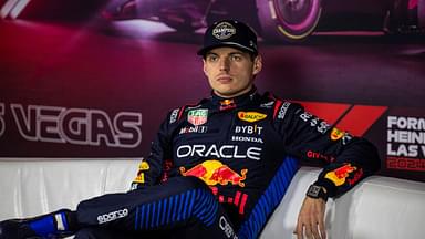 Red Bull Racing driver Max Verstappen (1) of Team Netherlands 4 time world champion talks about his championship win in Las Vegas and his future with Red Bull in 2025