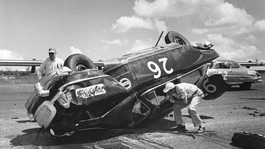 Jimmy Ingram flipped in the 1952 Southern 500.