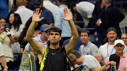 Carlos Alcaraz of Spain after losing to Botic van De Zandschulp of the Netherlands on day four of the 2024 U.S. Open tennis tournament