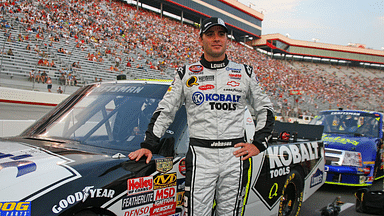 Nascar Craftsman Truck Series driver Jimmie Johnson poses for a photo prior to the O'Reilly 200 at the Bristol Motor Speedway.