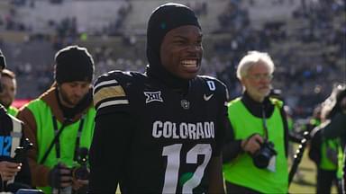 Colorado Buffaloes wide receiver Travis Hunter (12) reacts following the win against the Oklahoma State Cowboys at Folsom Field.