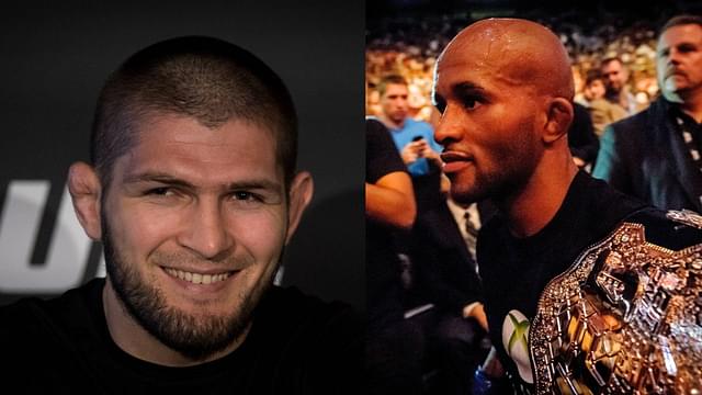 Khabib Nurmagomedov (L), Demetrious Johnson (R)