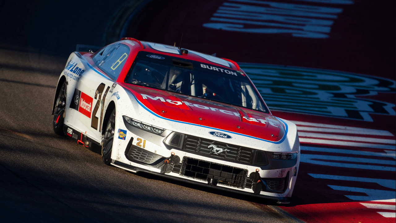 Nov 10, 2024; Avondale, Arizona, USA; NASCAR Cup Series driver Harrison Burton (21) during the NASCAR Cup Series Championship race at Phoenix Raceway. Mandatory Credit: Mark J. Rebilas-Imagn Images