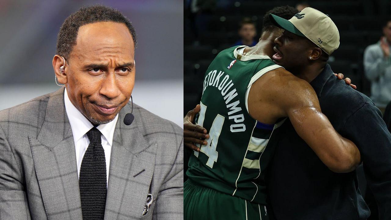 Stephen A. Smith (L) and Giannis Antetokounmpo (R)