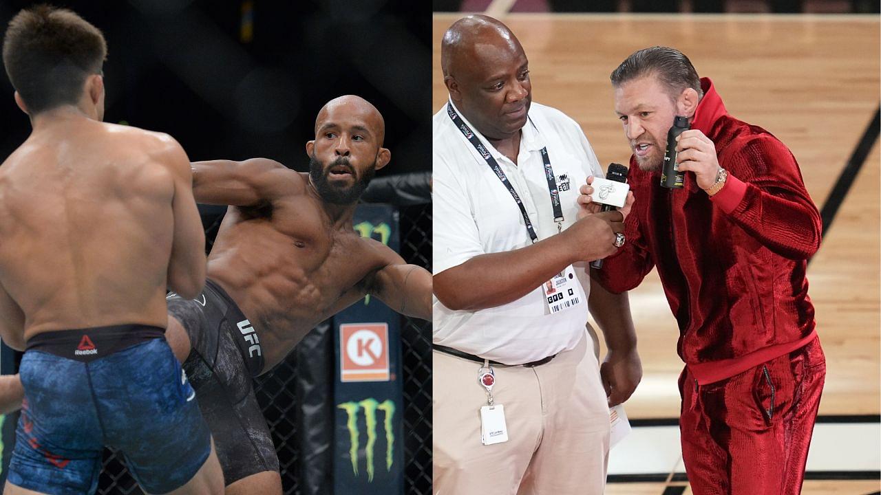 Demetrious Johnson (L), Conor McGregor (R)