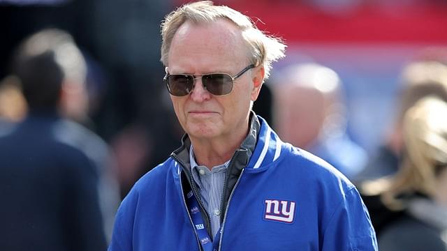 New York Giants co-owner John Mara watches warmups before a game against the New Orleans Saints at MetLife Stadium.