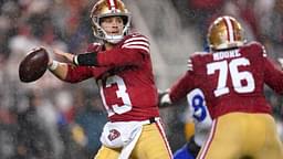 San Francisco 49ers quarterback Brock Purdy (13) throws a pass against the Los Angeles Rams in the second quarter at Levi's Stadium.