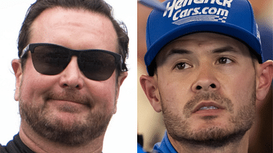 (L-R) NASCAR Cup Series drivers Kurt Busch and Kyle Larson