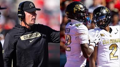 Colorado Buffaloes OC Pat Shurmur, Colorado Buffaloes Shedeur Sanders and Travis Hunter - USA TODAY