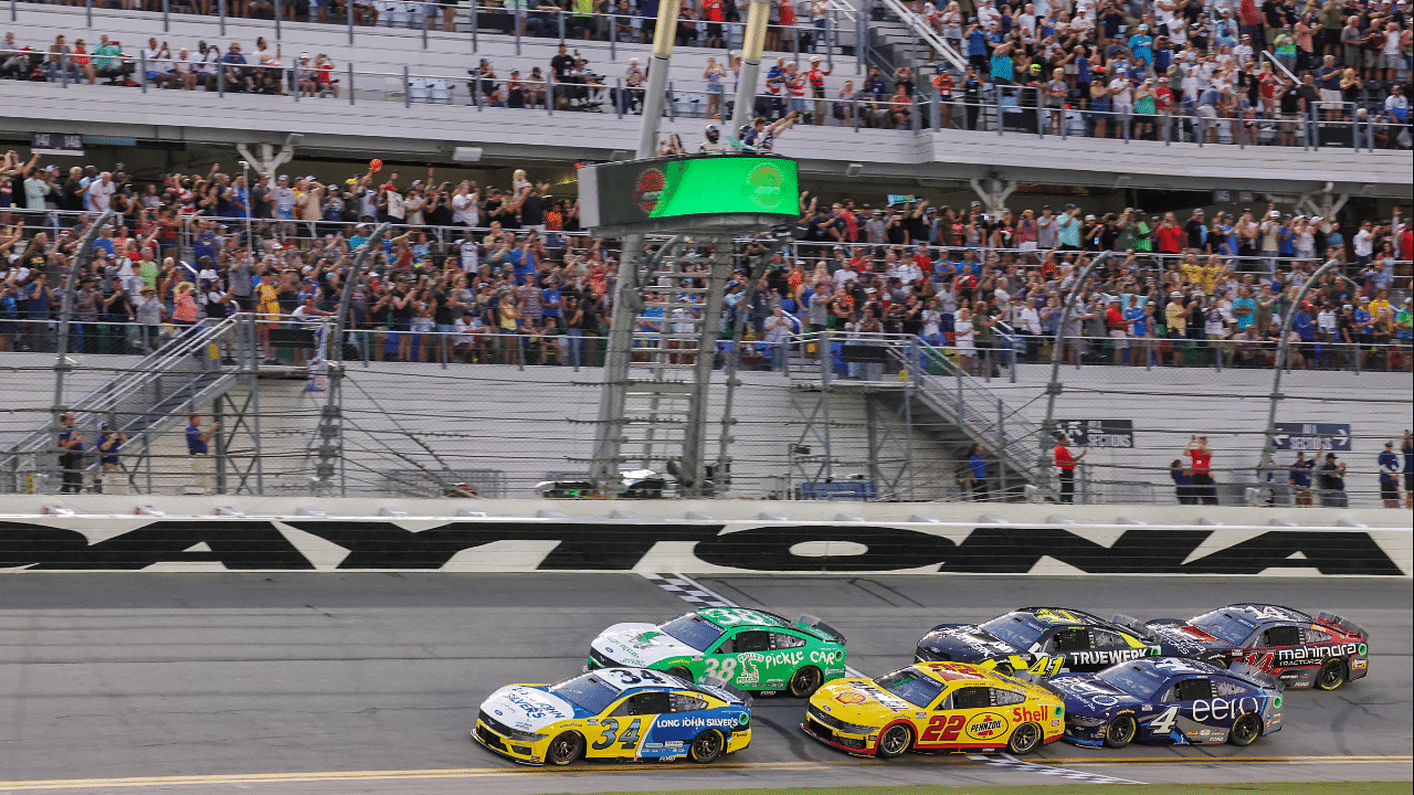 Drivers get the green flag to start the Coke 400 at Daytona International Speedway.