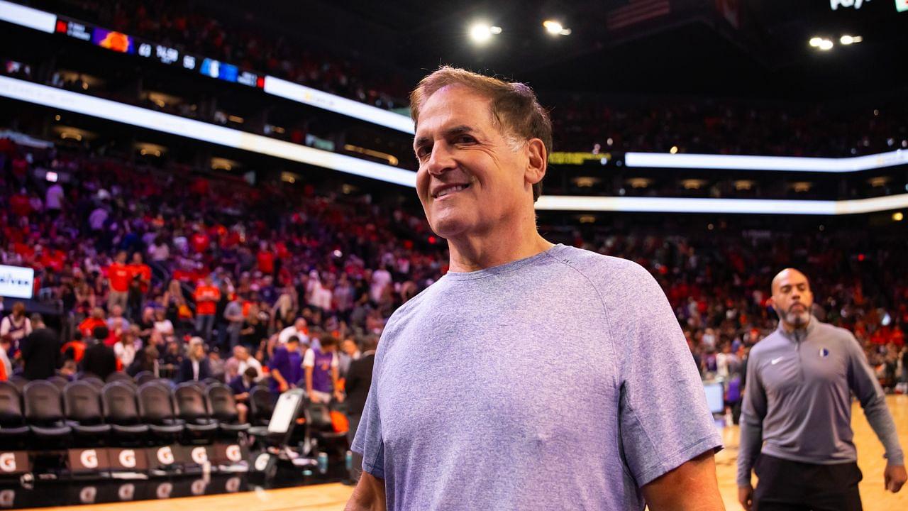 Dallas Mavericks owner Mark Cuban in attendance against the Phoenix Suns at half time of the game at Footprint Center