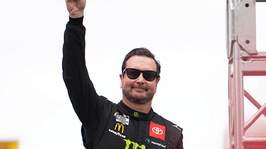 NASCAR Cup Series driver Kurt Busch (45) waves during his introduction to the fans before the start of the NASCAR Toyota - Save Mart 350 event at Sonoma Raceway.