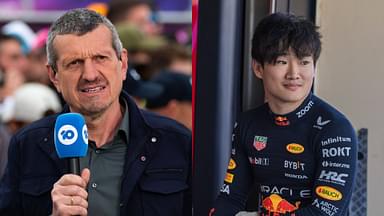 Guenther Steiner (L), Yuki Tsunoda (R)