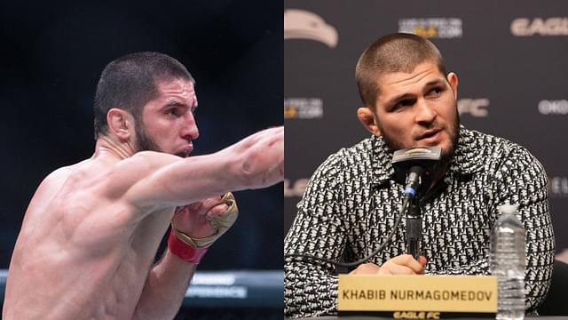 Islam Makhachev (L), Khabib Nurmagomedov (R)