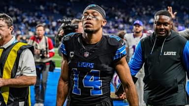 Detroit Lions wide receiver Amon-Ra St. Brown (14) walks off the field after losing to the Buffalo Bills 48-42, during the second half at Ford Field in Detroit on Sunday, Dec. 15, 2024.