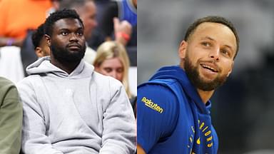 Zion Williamson(L) and Stephen Curry(R)