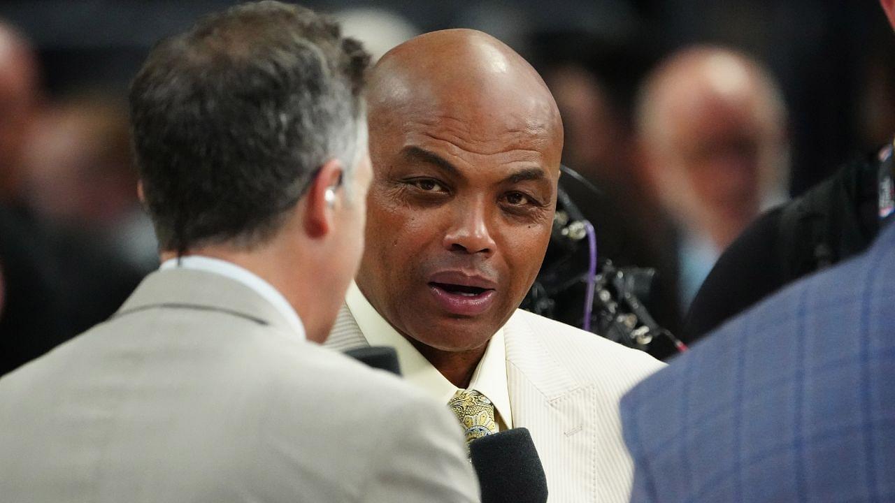 TNT sports analyst Charles Barkley speaks before game two between the Miami Heat and the Denver Nuggets in the 2023 NBA Finals at Ball Arena.