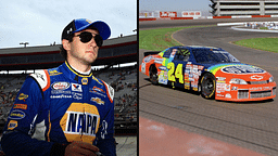 Chase Elliott (L) and Jeff Gordon's #24 car (R).