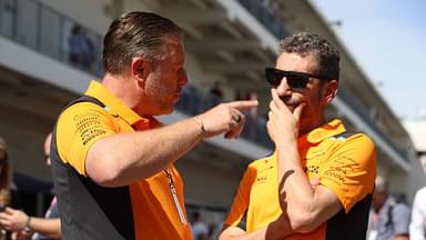 In the picture managing director Zak Brown McLaren Formula 1 Team talking to team principal Andrea Stella McLaren Formula 1 Team