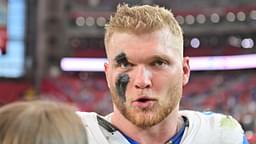 Detroit Lions defensive end Aidan Hutchinson (97) is interviewed after beating the Arizona Cardinals at State Farm Stadium.