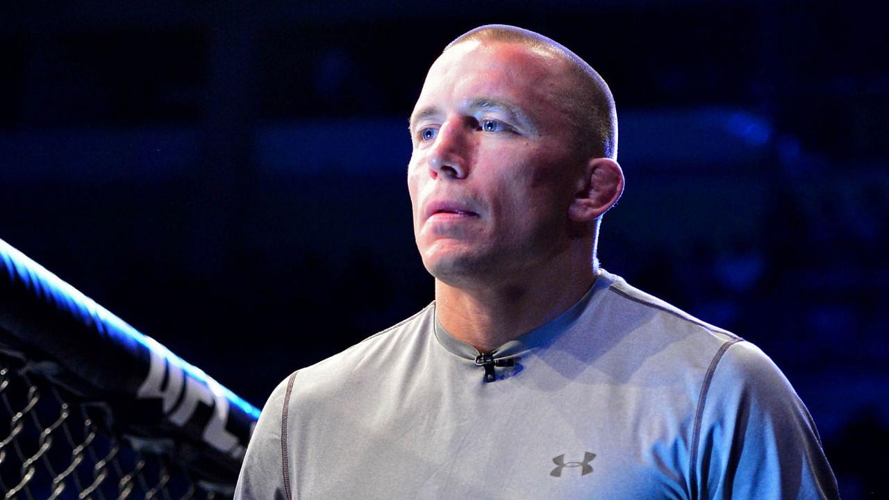 Georges St-Pierre before a fight between Ronaldo Souza (red gloves) and Francis Carmont (blue gloves) during UFC Fight Night Machida vs Mousasi at Arena Jaragua.