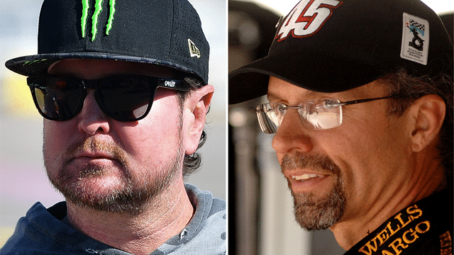 (L-R) Former NASCAR Cup Series drivers Kurt Busch and Kyle Petty