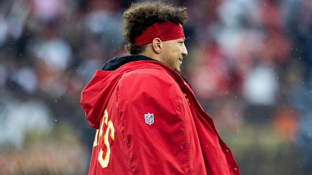 Dec 15, 2024; Cleveland, Ohio, USA; Kansas City Chiefs quarterback Patrick Mahomes (15) walks to the sideline during a timeout in the fourth quarter against the Cleveland Browns at Huntington Bank Field.