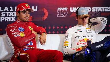 VERSTAPPEN Max (ned), Red Bull Racing RB20, LECLERC Charles (mco), Scuderia Ferrari SF-24, portrait, press conference, during the Formula 1 Pirelli United States Grand Prix 2024