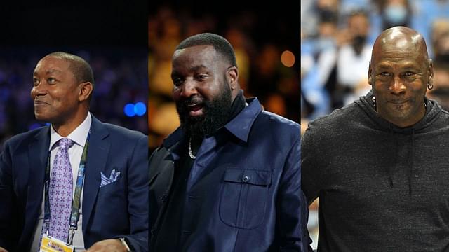 Isiah Thomas (L), Kendrick Perkins (C), Michael Jordan (R)