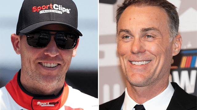 (L-R) Denny Hamlin and Kevin Harvick