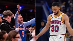 Knicks fans (L) and Stephen Curry (R)